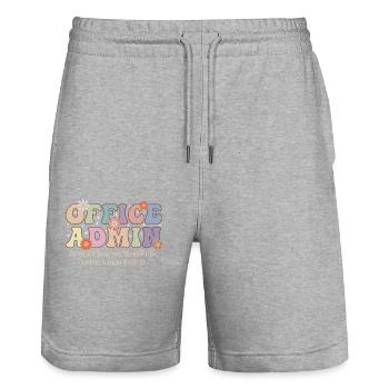 Office Admin Appreciation Motif - Stanley/Stella Trainer Unisex Organic Jogging Shorts - heather grey - Front - Nik (191cm) & Marisol (170cm)