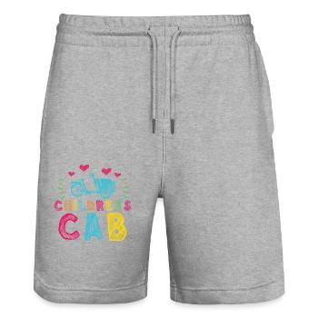 Cargo Kindertaxi Retro Cargo Fahrrad Cargobike - Stanley/Stella Unisex Bio Joggingshorts Trainer  - Grau meliert - Vorne - Nik (191cm) & Marisol (170cm)