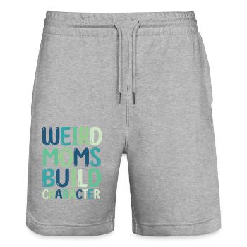 Weird Moms Build Character - Stanley/Stella Trainer Unisex Organic Jogging Shorts - heather grey - Front - Nik (191cm) & Marisol (170cm)