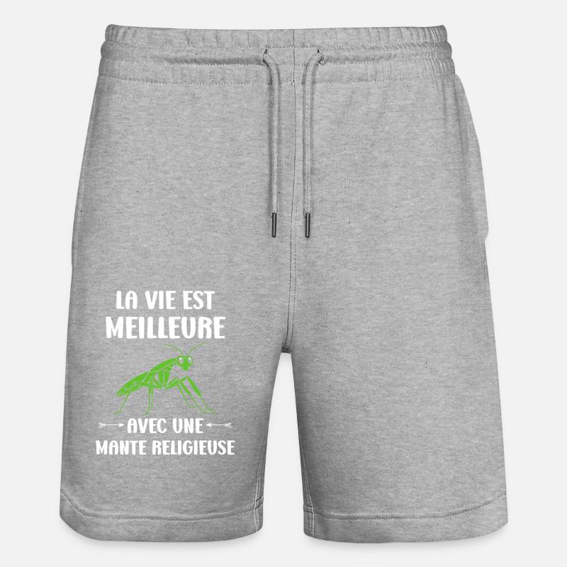Humour insecte Mante religieuse - Short de jogging bio TRAINER Stanley/Stella unisexe - gris chiné