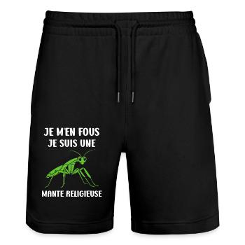 Humour insecte Mante religieuse - Short de jogging bio TRAINER Stanley/Stella unisexe - noir - Devant - Nik (191cm) & Marisol (170cm)