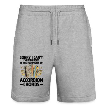 Sorry I Can't I'm Immersed In The Harmony Of Accor - Stanley/Stella Trainer Unisex Organic Jogging Shorts - heather grey - Front - Nik (191cm) & Marisol (170cm)