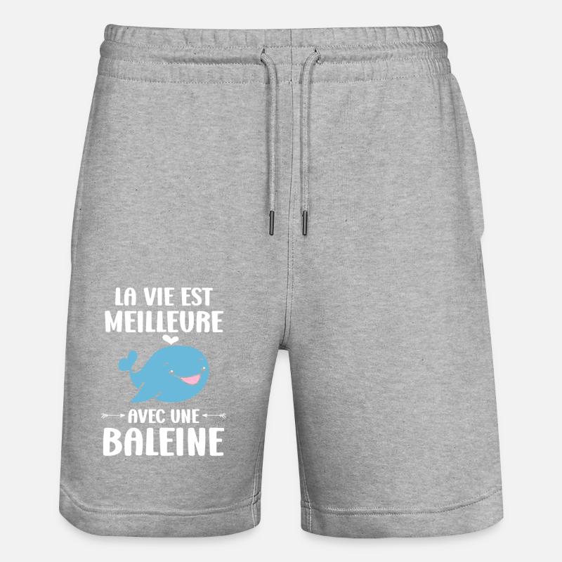humour baleine - Short de jogging bio TRAINER Stanley/Stella unisexe - gris chiné