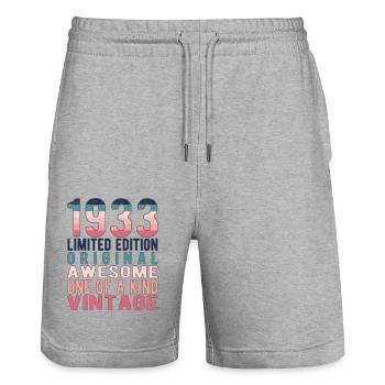 Limited Edition seit 1933 Geburtstag Vintage 1933 - Stanley/Stella Unisex Bio Joggingshorts Trainer  - Grau meliert - Vorne - Nik (191cm) & Marisol (170cm)