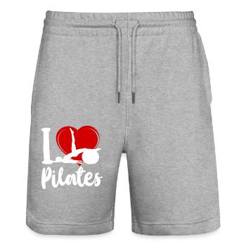 Instructeur de Pilates Enseignant Cœur I - Short de jogging bio TRAINER Stanley/Stella unisexe - gris chiné - Devant - Nik (191cm) & Marisol (170cm)