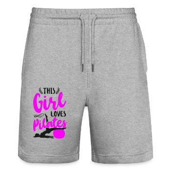 Pilates Instructor Teacher Girl - Stanley/Stella Trainer Unisex Organic Jogging Shorts - heather grey - Front - Nik (191cm) & Marisol (170cm)
