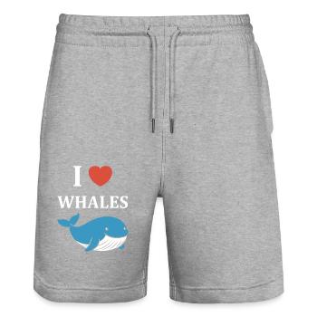 Baleines bleu Amour baleine - Short de jogging bio TRAINER Stanley/Stella unisexe - gris chiné - Devant - Nik (191cm) & Marisol (170cm)