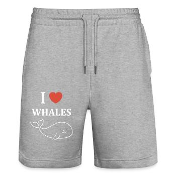 Baleines bleu Amour baleine - Short de jogging bio TRAINER Stanley/Stella unisexe - gris chiné - Devant - Nik (191cm) & Marisol (170cm)