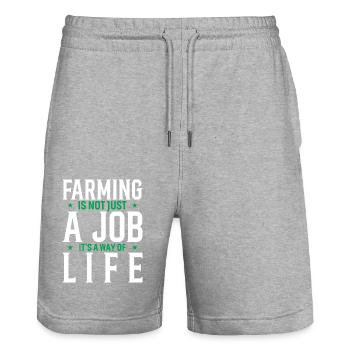 Farming Is Not Just A Job, It's A Way Of Life. - Stanley/Stella Trainer Unisex Organic Jogging Shorts - heather grey - Front - Nik (191cm) & Marisol (170cm)
