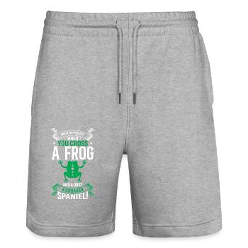 Was bekommst du, wenn du einen Frosch und einen Hund kreuzt? Ein - Stanley/Stella Unisex Bio Joggingshorts Trainer  - Grau meliert - Vorne - Nik (191cm) & Marisol (170cm)
