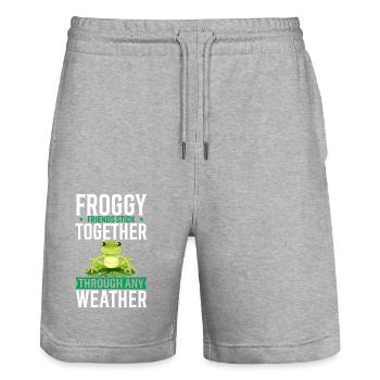 Froggy Friends Stick Together Through Any Weather. - Stanley/Stella Trainer Unisex Organic Jogging Shorts - heather grey - Front - Nik (191cm) & Marisol (170cm)
