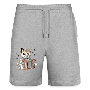 Cat Playing Accordion Musician Accordionist Accord - Stanley/Stella Trainer Unisex Organic Jogging Shorts - heather grey - Front - Nik (191cm) & Marisol (170cm)
