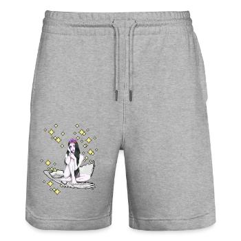 Fantasy Elfe Fee Tarum verspielt Nostalgisch Retro - Stanley/Stella Unisex Bio Joggingshorts Trainer  - Grau meliert - Vorne - Nik (191cm) & Marisol (170cm)