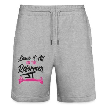 Pilates Instructor Teacher Leave - Stanley/Stella Trainer Unisex Organic Jogging Shorts - heather grey - Front - Nik (191cm) & Marisol (170cm)