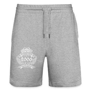 One of a Kind December 2006 Birthday - Stanley/Stella Trainer Unisex Organic Jogging Shorts - heather grey - Front - Nik (191cm) & Marisol (170cm)