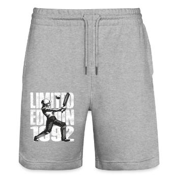 Limited Edition 1992 Limited Edition Cricket - Stanley/Stella Trainer Unisex Organic Jogging Shorts - heather grey - Front - Nik (191cm) & Marisol (170cm)