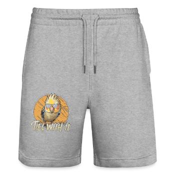 Cockatiel 'Tiel With It Parrot Cockatiel Lover - Stanley/Stella Trainer Unisex Organic Jogging Shorts - heather grey - Front - Nik (191cm) & Marisol (170cm)