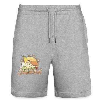 Cockatiel Just A Boy Who Loves Ornamental Bird - Stanley/Stella Trainer Unisex Organic Jogging Shorts - heather grey - Front - Nik (191cm) & Marisol (170cm)