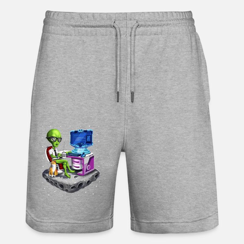 Space Alien Programmer - Stanley/Stella Trainer Unisex Organic Jogging Shorts - heather grey