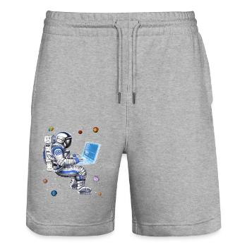 Space Astronaut Programmer - Stanley/Stella Trainer Unisex Organic Jogging Shorts - heather grey - Front - Nik (191cm) & Marisol (170cm)
