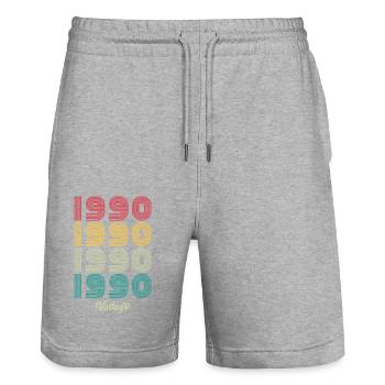 34 Years Old Vintage 1990 Limited Edition 34th - Stanley/Stella Trainer Unisex Organic Jogging Shorts - heather grey - Front - Nik (191cm) & Marisol (170cm)