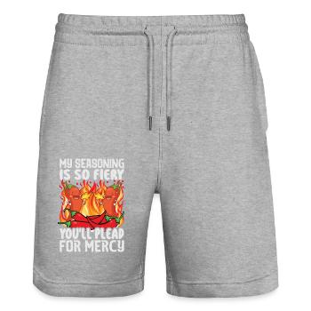 Kulinarischer Experte Chef Foodie Spicy Chili Appa - Stanley/Stella Unisex Bio Joggingshorts Trainer  - Grau meliert - Vorne - Nik (191cm) & Marisol (170cm)
