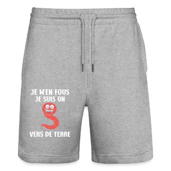 Humour ver de terre - Short de jogging bio TRAINER Stanley/Stella unisexe - gris chiné - Devant - Nik (191cm) & Marisol (170cm)