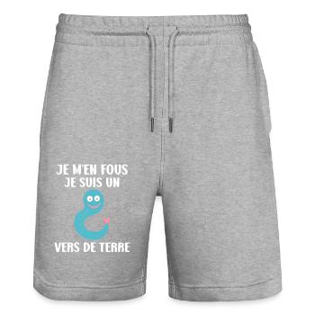 Humour ver de terre - Short de jogging bio TRAINER Stanley/Stella unisexe - gris chiné - Devant - Nik (191cm) & Marisol (170cm)