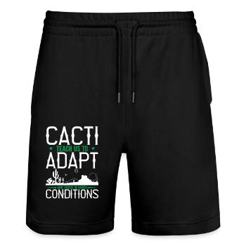 Les cactus nous apprennent à nous adapter et à prospérer dans des conditions difficiles - Short de jogging bio TRAINER Stanley/Stella unisexe - noir - Devant - Nik (191cm) & Marisol (170cm)