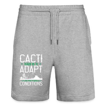 Cacti Teach Us To Adapt And Thrive In Harsh Condit - Stanley/Stella Trainer Unisex Organic Jogging Shorts - heather grey - Front - Nik (191cm) & Marisol (170cm)