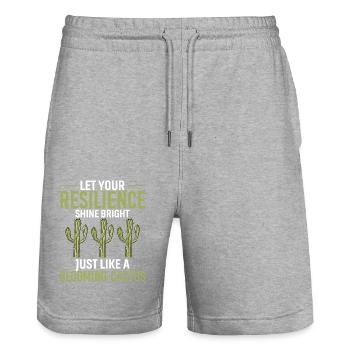 Let Your Resilience Shine Bright, Just Like A Bloo - Stanley/Stella Trainer Unisex Organic Jogging Shorts - heather grey - Front - Nik (191cm) & Marisol (170cm)