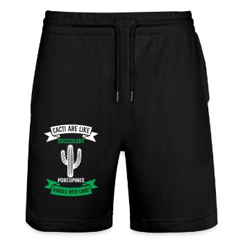 Cacti Are Like Succulent Porcupines - Handle With - Stanley/Stella Trainer Unisex Organic Jogging Shorts - black - Front - Nik (191cm) & Marisol (170cm)