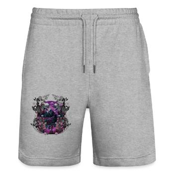 Retro Vintage Hirsch Rotwild 80er Waldtiere - Stanley/Stella Unisex Bio Joggingshorts Trainer  - Grau meliert - Vorne - Nik (191cm) & Marisol (170cm)