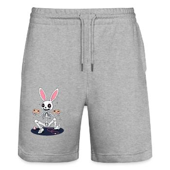 Osterhase Gamer Ikonisches Ostern Gaming - Stanley/Stella Unisex Bio Joggingshorts Trainer  - Grau meliert - Vorne - Nik (191cm) & Marisol (170cm)