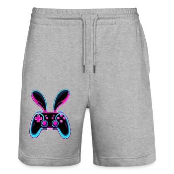 Easter Bunny Gamer Iconic Easter Gaming - Stanley/Stella Trainer Unisex Organic Jogging Shorts - heather grey - Front - Nik (191cm) & Marisol (170cm)