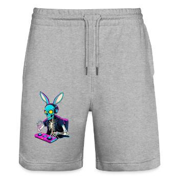 Easter Bunny Gamer & Gaming Streetwear Iconic - Stanley/Stella Trainer Unisex Organic Jogging Shorts - heather grey - Front - Nik (191cm) & Marisol (170cm)