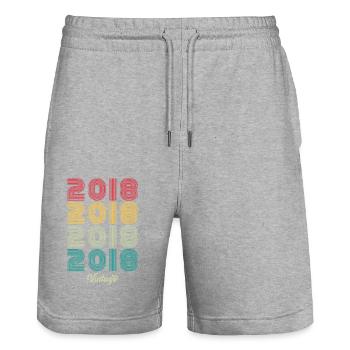 6 Jahre alter Jahrgang 2018 Limitierte Auflage 6. - Stanley/Stella Unisex Bio Joggingshorts Trainer  - Grau meliert - Vorne - Nik (191cm) & Marisol (170cm)