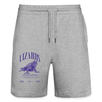 Jackson's Chamäleon Streetwear Eidechsenwärter - Stanley/Stella Unisex Bio Joggingshorts Trainer  - Grau meliert - Vorne - Nik (191cm) & Marisol (170cm)