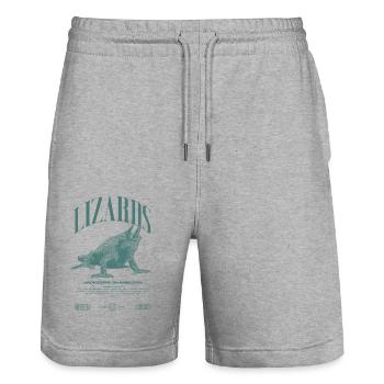 Jackson's Chamäleon Streetwear Eidechsenwärter - Stanley/Stella Unisex Bio Joggingshorts Trainer  - Grau meliert - Vorne - Nik (191cm) & Marisol (170cm)