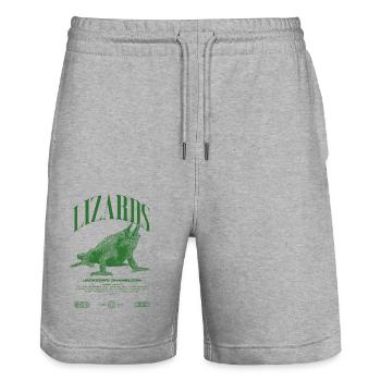 Jackson's Chamäleon Streetwear Eidechsenwärter - Stanley/Stella Unisex Bio Joggingshorts Trainer  - Grau meliert - Vorne - Nik (191cm) & Marisol (170cm)
