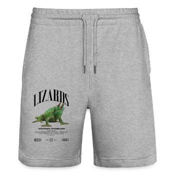 Jackson's Chamäleon Streetwear Eidechsenwärter - Stanley/Stella Unisex Bio Joggingshorts Trainer  - Grau meliert - Vorne - Nik (191cm) & Marisol (170cm)