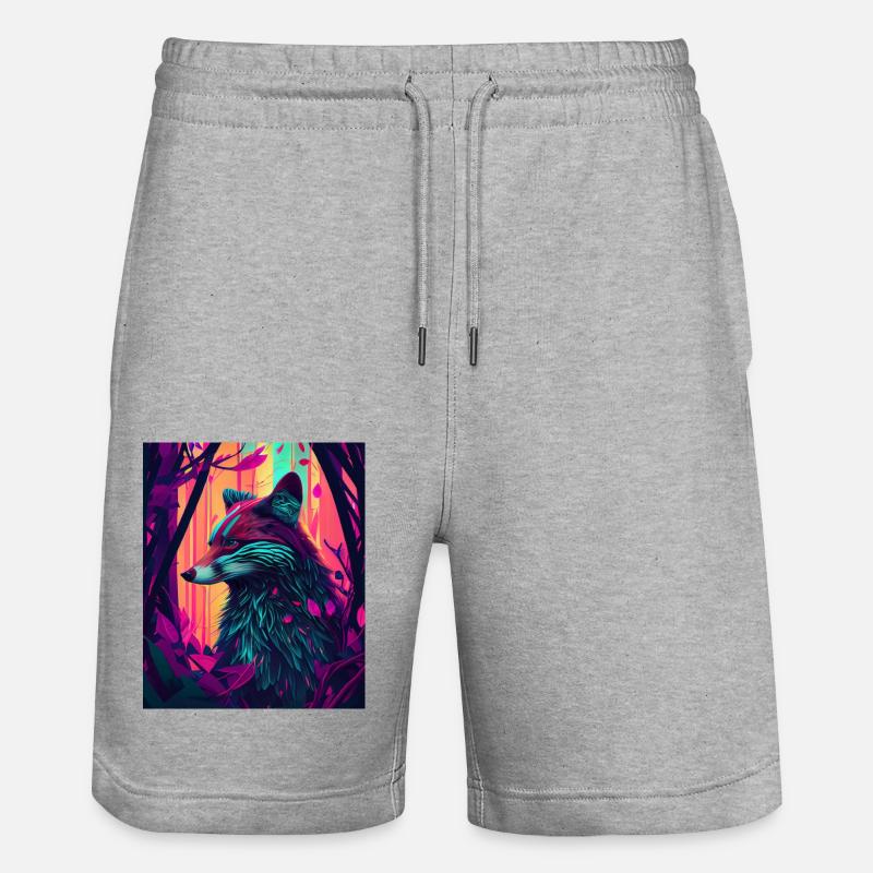 Funky Forest Fox - Stanley/Stella Unisex Bio Joggingshorts Trainer  - Grau meliert
