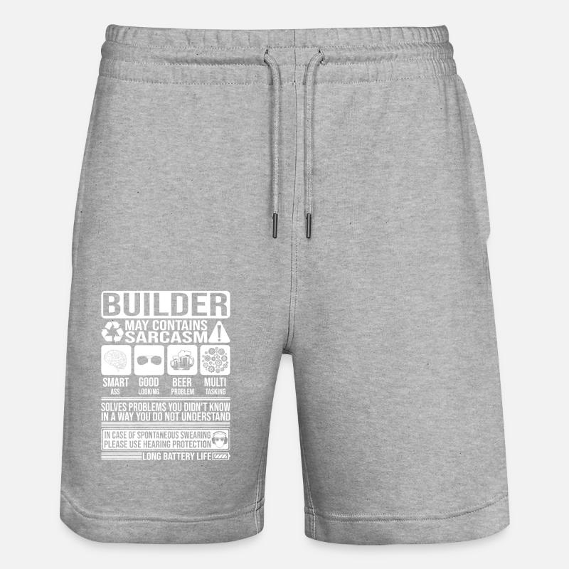 Builder Sarkasmus lustiger Geschenke-Builder - Stanley/Stella Unisex Bio Joggingshorts Trainer  - Grau meliert