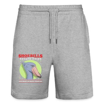 Schuhschnabel Abu Markub Shoebill Geschenk - Stanley/Stella Unisex Bio Joggingshorts Trainer  - Grau meliert - Vorne - Nik (191cm) & Marisol (170cm)
