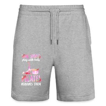 Pilates Instructor Teacher Some - Stanley/Stella Unisex Bio Joggingshorts Trainer  - Grau meliert - Vorne - Nik (191cm) & Marisol (170cm)