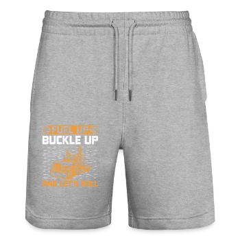 Trucker Driving Dad Trucker Father Truck Driver - Stanley/Stella Trainer Unisex Organic Jogging Shorts - heather grey - Front - Nik (191cm) & Marisol (170cm)