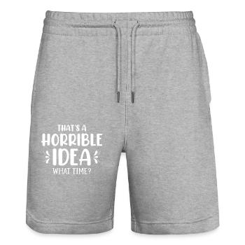 Das Ist Eine Schreckliche Idee Wann - Stanley/Stella Unisex Bio Joggingshorts Trainer  - Grau meliert - Vorne - Nik (191cm) & Marisol (170cm)