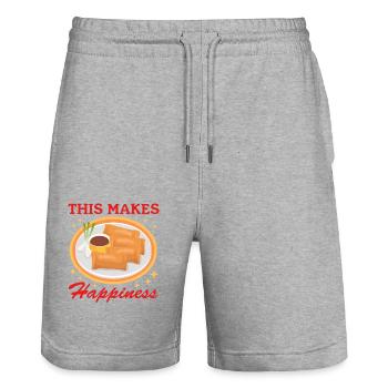 Lumpia Spring Roll Loempia Gift - Stanley/Stella Trainer Unisex Organic Jogging Shorts - heather grey - Front - Nik (191cm) & Marisol (170cm)