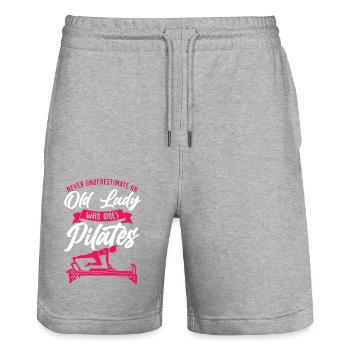 Pilates Instructor Teacher Grandma - Stanley/Stella Unisex Bio Joggingshorts Trainer  - Grau meliert - Vorne - Nik (191cm) & Marisol (170cm)
