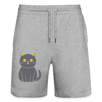 Chartreux kleine Katze - Stanley/Stella Unisex Bio Joggingshorts Trainer  - Grau meliert - Vorne - Nik (191cm) & Marisol (170cm)
